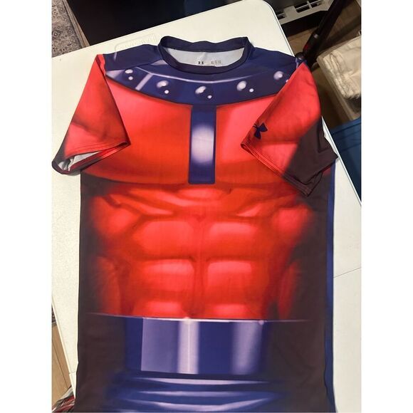Under Armour Men's Purple Red Marvel Magneto Heat Gear Compression T-Shirt XL - Picture 7 of 7